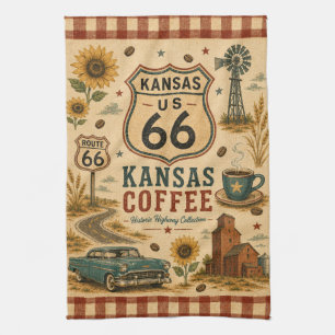 Kansas Route 66 Coffee Kitchen Americana Kunst Theedoek