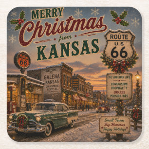 Kansas Route 66 Holiday Drink Decor Kartonnen Onderzetters