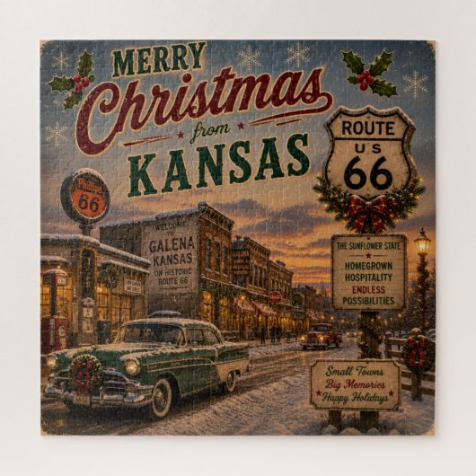 Kansas Route 66 kerstherinneringen Legpuzzel (Verticaal)
