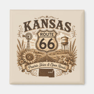 Kansas Route 66 Prairie Koelkast Souvenir Magneet