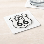 Kansas Route 66 Retro White Shield Onderzetter (Schuin)