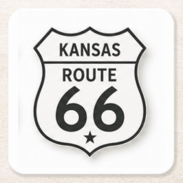 Kansas Route 66 Retro White Shield Onderzetter