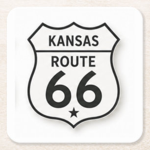 Kansas Route 66 Retro White Shield Onderzetter