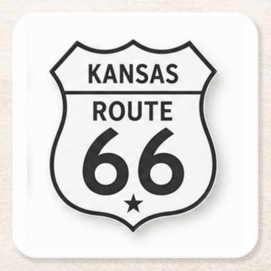 Kansas Route 66 Retro White Shield Onderzetter (Voorkant)