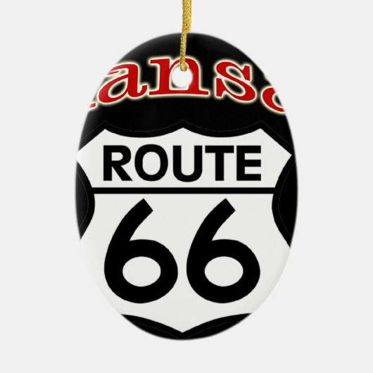 Kansas Route 66 Shield Keramisch Ornament (Voorkant)
