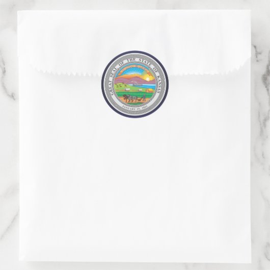 Kansas Seal Ronde Sticker (Tas)