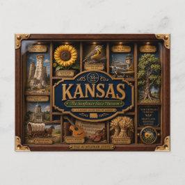 Kansas Shadow Box 3D Figuur Staat Briefkaart