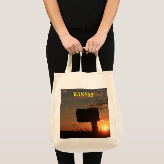 Kansas Silhouette Sunset Mail Box Canvas tas (Voorkant (product))