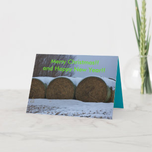 Kansas Snowy Country Hay Bales KERSTMIS KAART