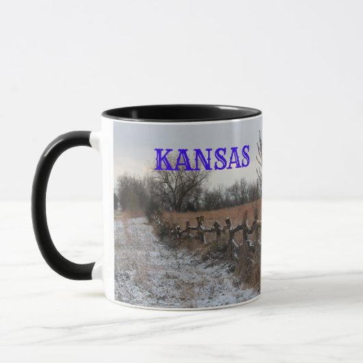Kansas Snowy Fence Landscape Coffee Mok (Links)