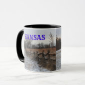 Kansas Snowy Fence Landscape Coffee Mok (Voorkant links)