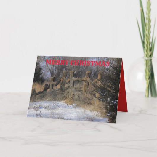 Kansas Snowy Wooden Fence Wenskaart Kaart (Voorkant)