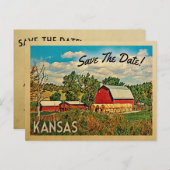 Kansas sparen de Datum Boerderij Barn Rustic Aankondigingskaart (Voorkant / Achterkant)