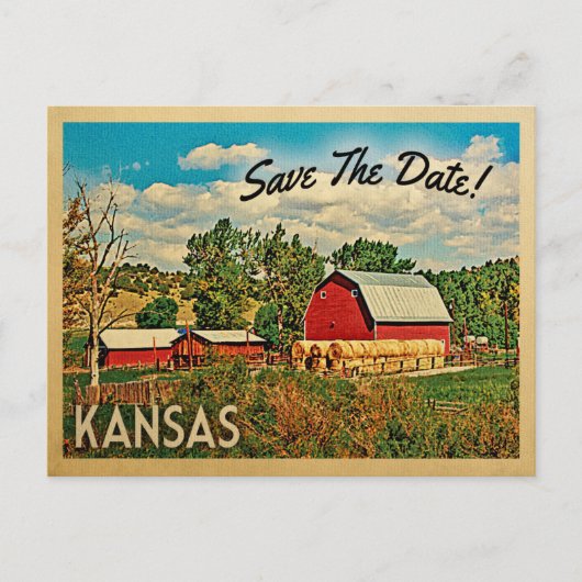 Kansas sparen de Datum Boerderij Barn Rustic Aankondigingskaart (Voorkant)