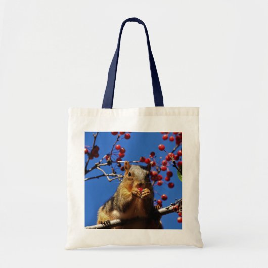 Kansas Squirrel eet Red Berries Canvas tas (Voorkant)