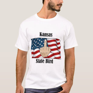 Kansas staat vogel t-shirt middelvinger vlag