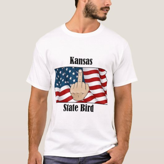 Kansas staat vogel t-shirt middelvinger vlag (Voorkant)