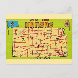 Kansas Staatskaart Ansichtkaart Briefkaart