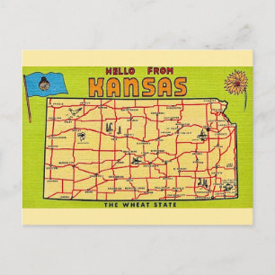 Kansas Staatskaart Ansichtkaart Briefkaart