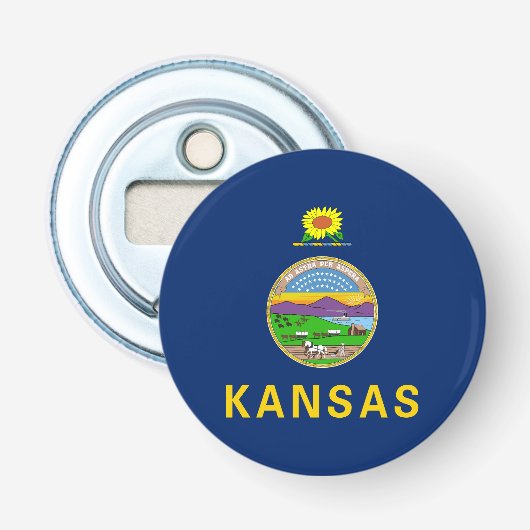 Kansas Staatsvlag Button Flesopener (Voorkant)