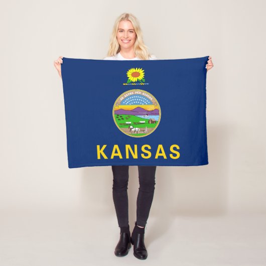 Kansas Staatsvlag Fleece Deken (In situ)