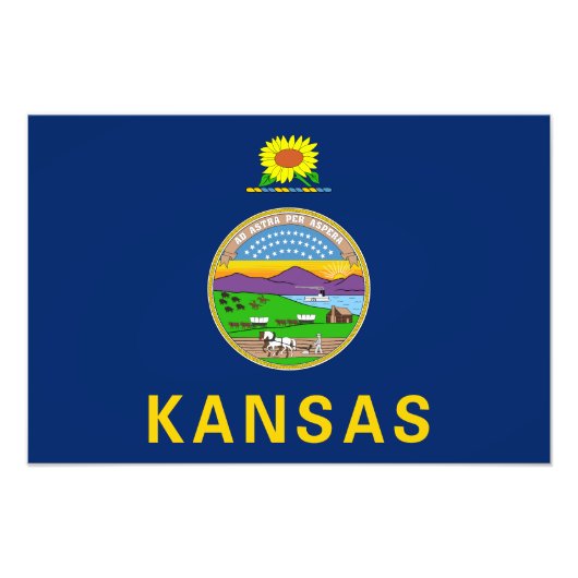 Kansas Staatsvlag Foto Afdruk (Voorkant)