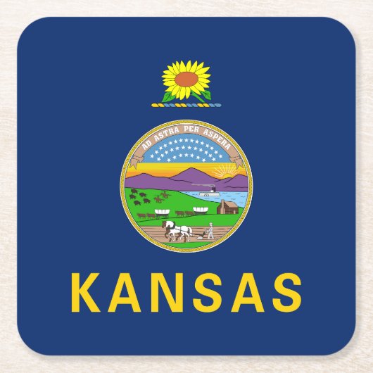 Kansas Staatsvlag Kartonnen Onderzetters (Voorkant)