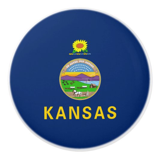 Kansas Staatsvlag Keramische Knop (Voorkant)