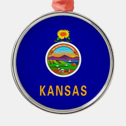 Kansas Staatsvlag Ontwerp Metalen Ornament (Voorkant)