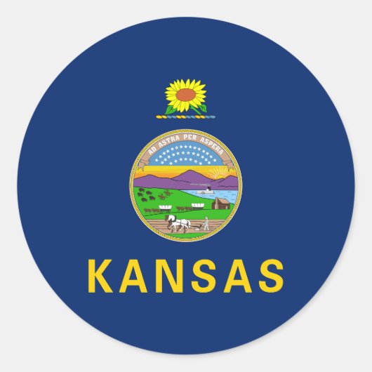 Kansas Staatsvlag Ronde Sticker (Voorkant)