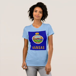Kansas Staatsvlag Vrouwen Slim Fit T-shirt