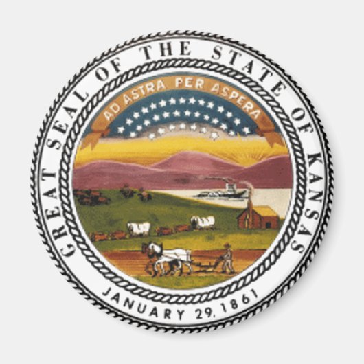 Kansas Staatszegel Magneet (Voorkant)