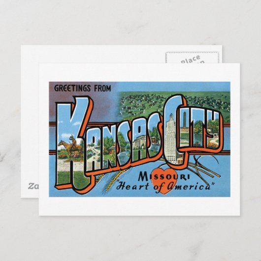 Kansas-stad Briefkaart (Voorkant / Achterkant)