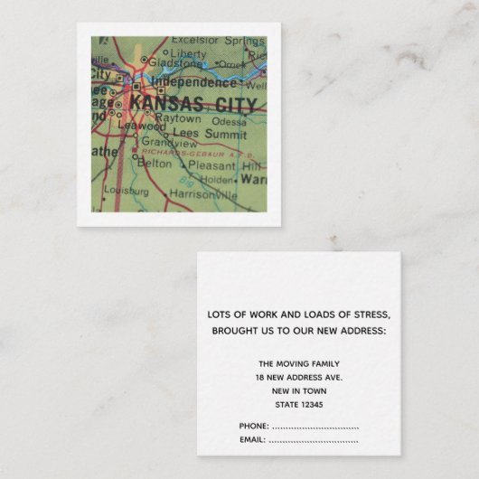 kansas stad We hebben Verhuisd Nieuw Adres Kaart (Voorkant / Achterkant)