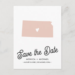 KANSAS State Destination Wedding any COLOR! Aankondigingskaart