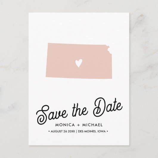 KANSAS State Destination Wedding any COLOR! Aankondigingskaart (Voorkant)