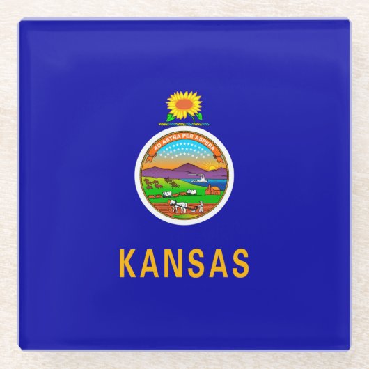Kansas State Flag Design Decor Glazen Onderzetter (Voorkant)