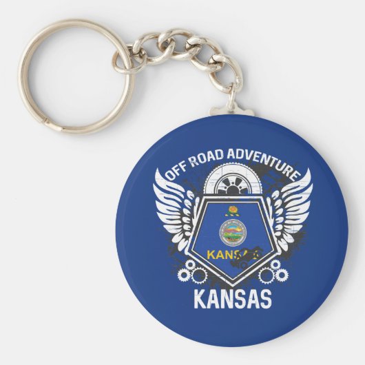 Kansas State Flag Off Road Adventure 4x4 Sleutelhanger (Voorkant)