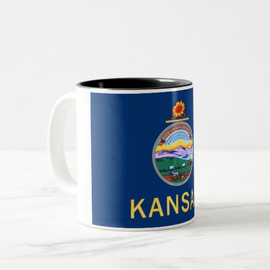 Kansas State Flag Two-Tone Coffee Mok (Voorkant links)