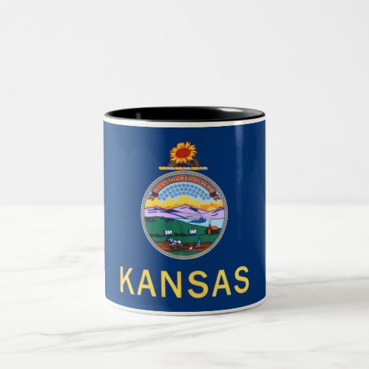 Kansas State Flag Two-Tone Coffee Mok (Center)