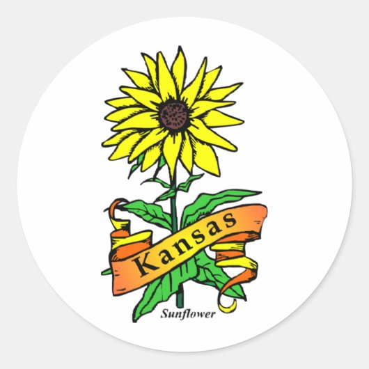 Kansas State Flower Ronde Sticker (Voorkant)