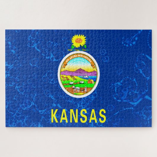 Kansas State Grunge Flag Legpuzzel (Horizontaal)