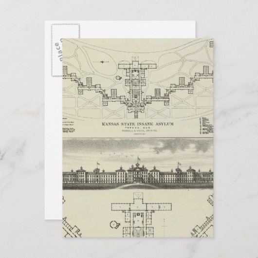 Kansas State Insane Asylums Briefkaart (Voorkant / Achterkant)
