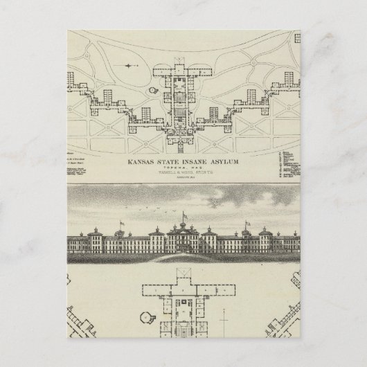 Kansas State Insane Asylums Briefkaart (Voorkant)