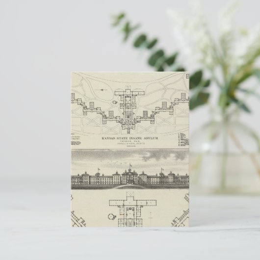 Kansas State Insane Asylums Briefkaart (Staand voorkant)