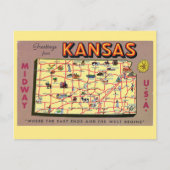 Kansas State Map Briefkaart (Voorkant)