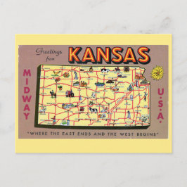 Kansas State Map Briefkaart