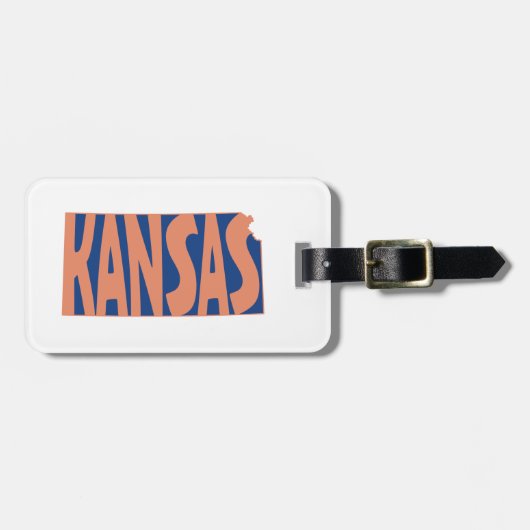 Kansas State Name Word Art Oranje Bagagelabel (Voorkant horizontaal)