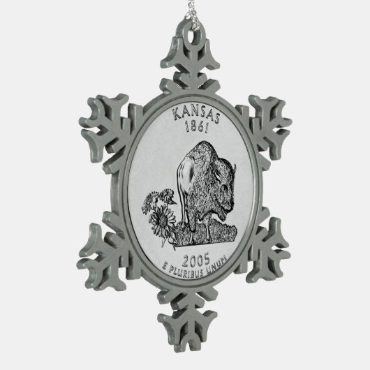 Kansas State Quarter Tin Sneeuwvlok Ornament (Links)
