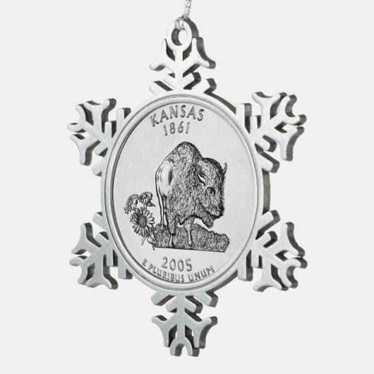 Kansas State Quarter Tin Sneeuwvlok Ornament (Rechts)
